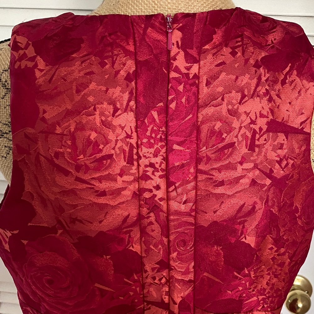 Theia Red Backless Floral Dress - Picture 4 of 15
